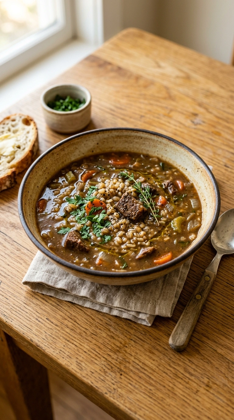 Best Beef Barley Soup Hearty | 60-Min Elegant Cozy Fall Dinner