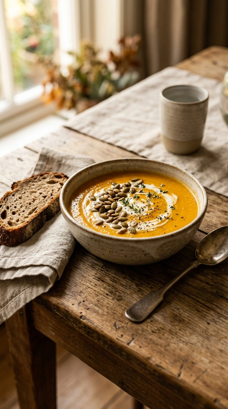 creamy pumpkin soup elegant ready to serve