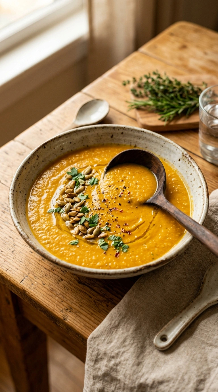 Creamy Pumpkin Soup | 32-Min Elegant Cozy Fall Dinner Bowl