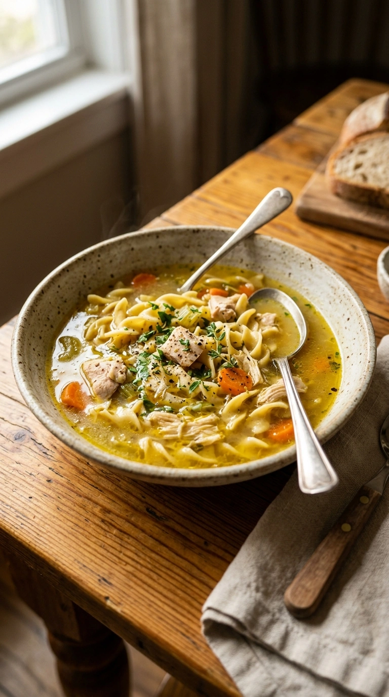 Cozy Chicken Noodle Soup | 45-Min Elegant Comfort Fall Bowl