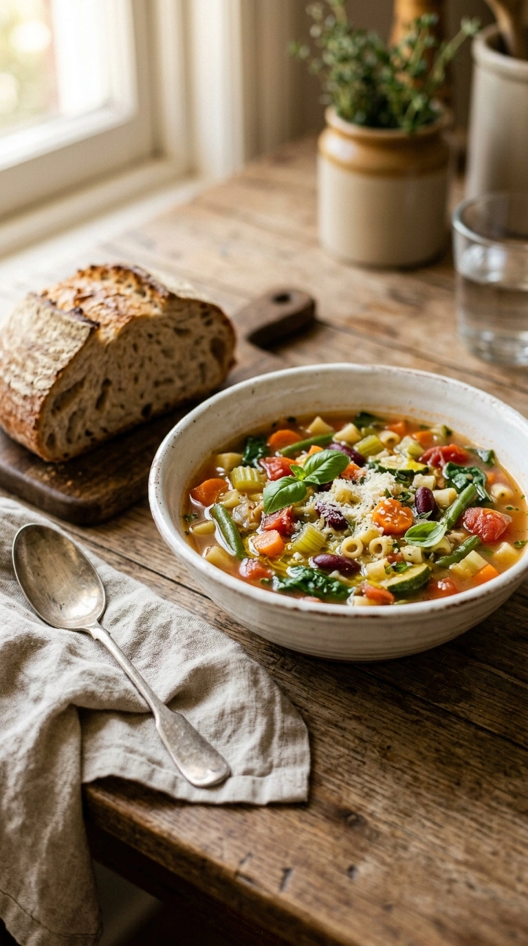 cozy minestrone soup elegant ready to serve