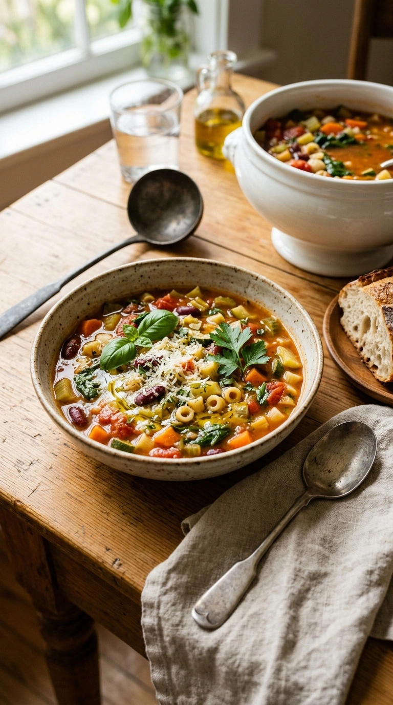 Cozy Italian Minestrone Soup | 50-Min Elegant Cozy Fall Bowl