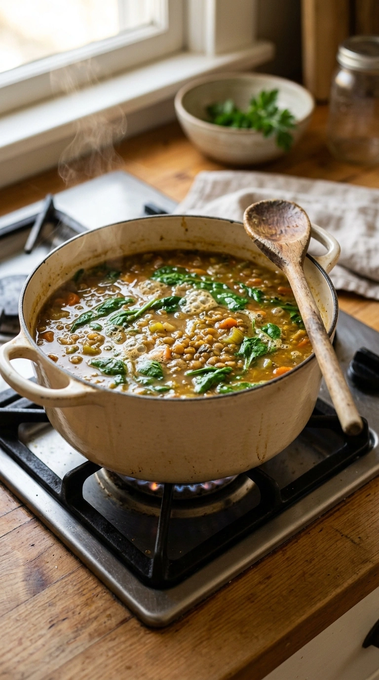 Cooking instructions for cozy lentil soup elegant