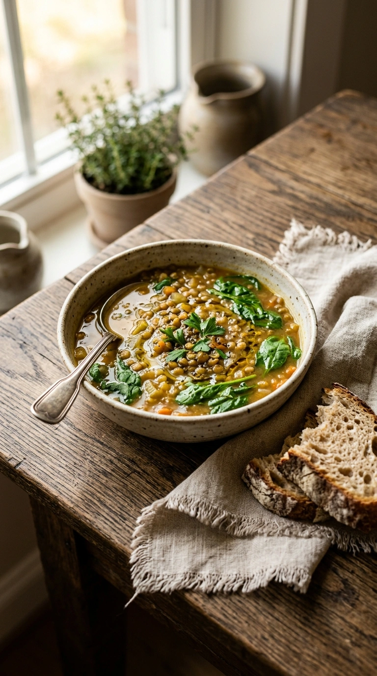 cozy lentil soup elegant ready to serve