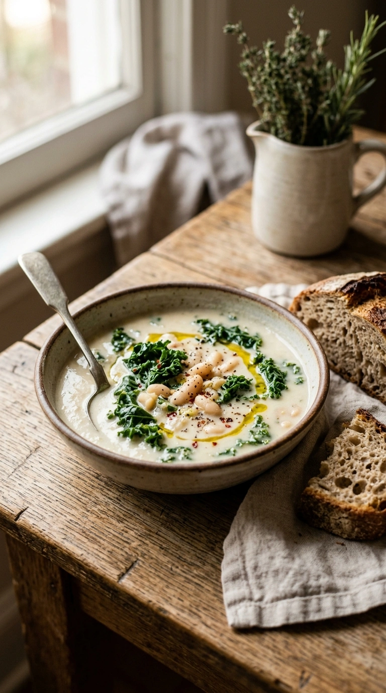 cozy white bean soup elegant ready to serve