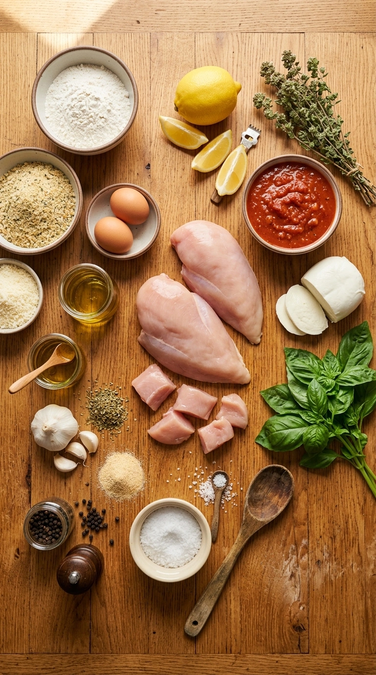 Ingredients for crispy parmesan chicken elegant