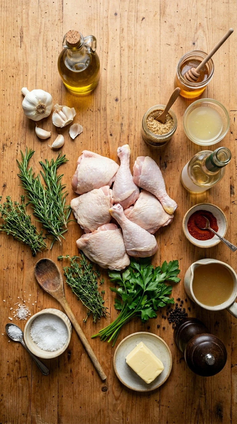 Ingredients for juicy herb-rubbed chicken breast