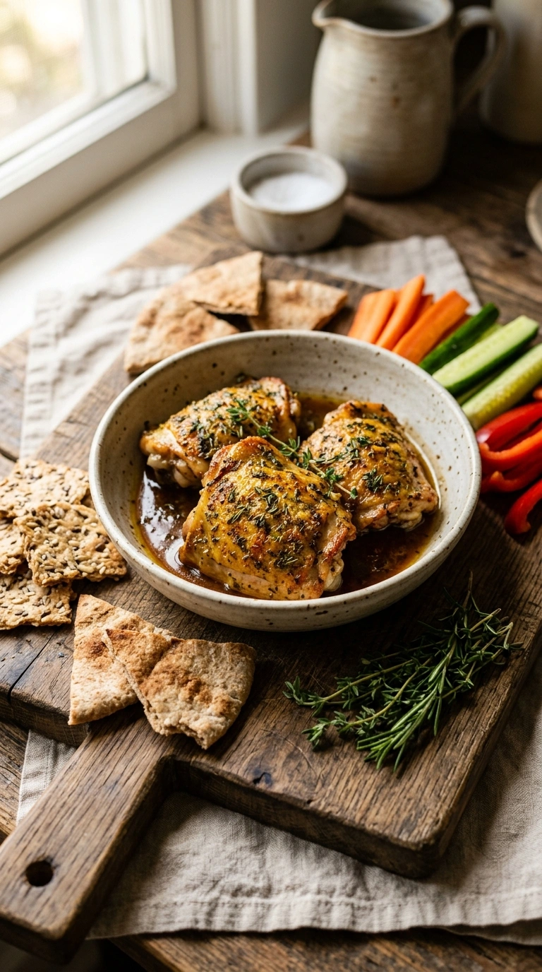 juicy herb-rubbed chicken thighs ready to serve