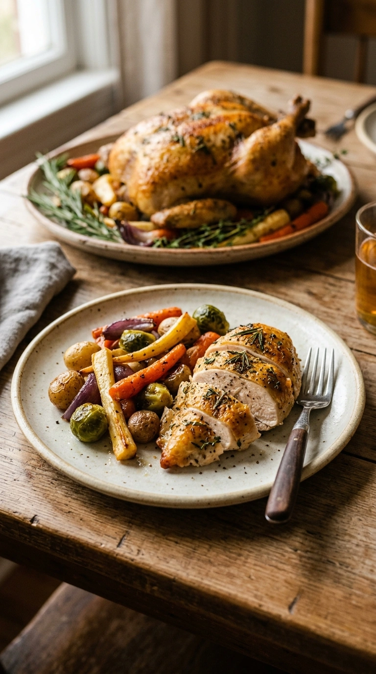 juicy rosemary herb chicken ready to serve