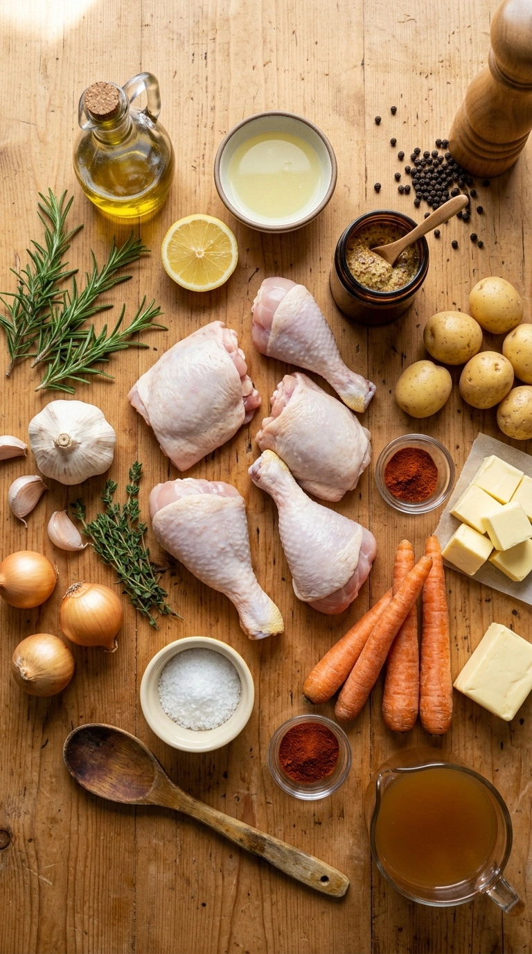 Ingredients for juicy rosemary herb chicken