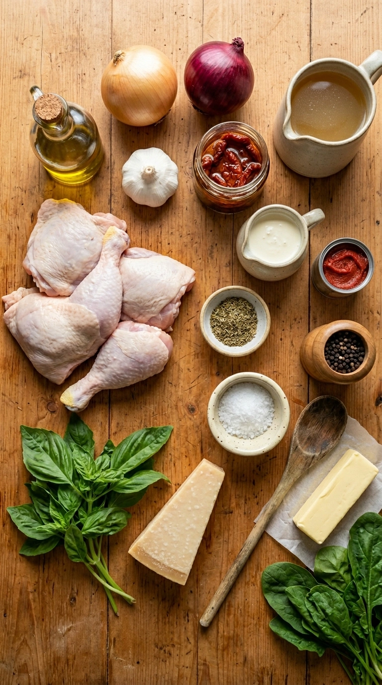 Ingredients for creamy tuscan chicken elegant