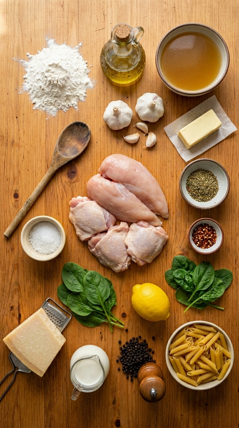 Ingredients for creamy parmesan chicken elegant