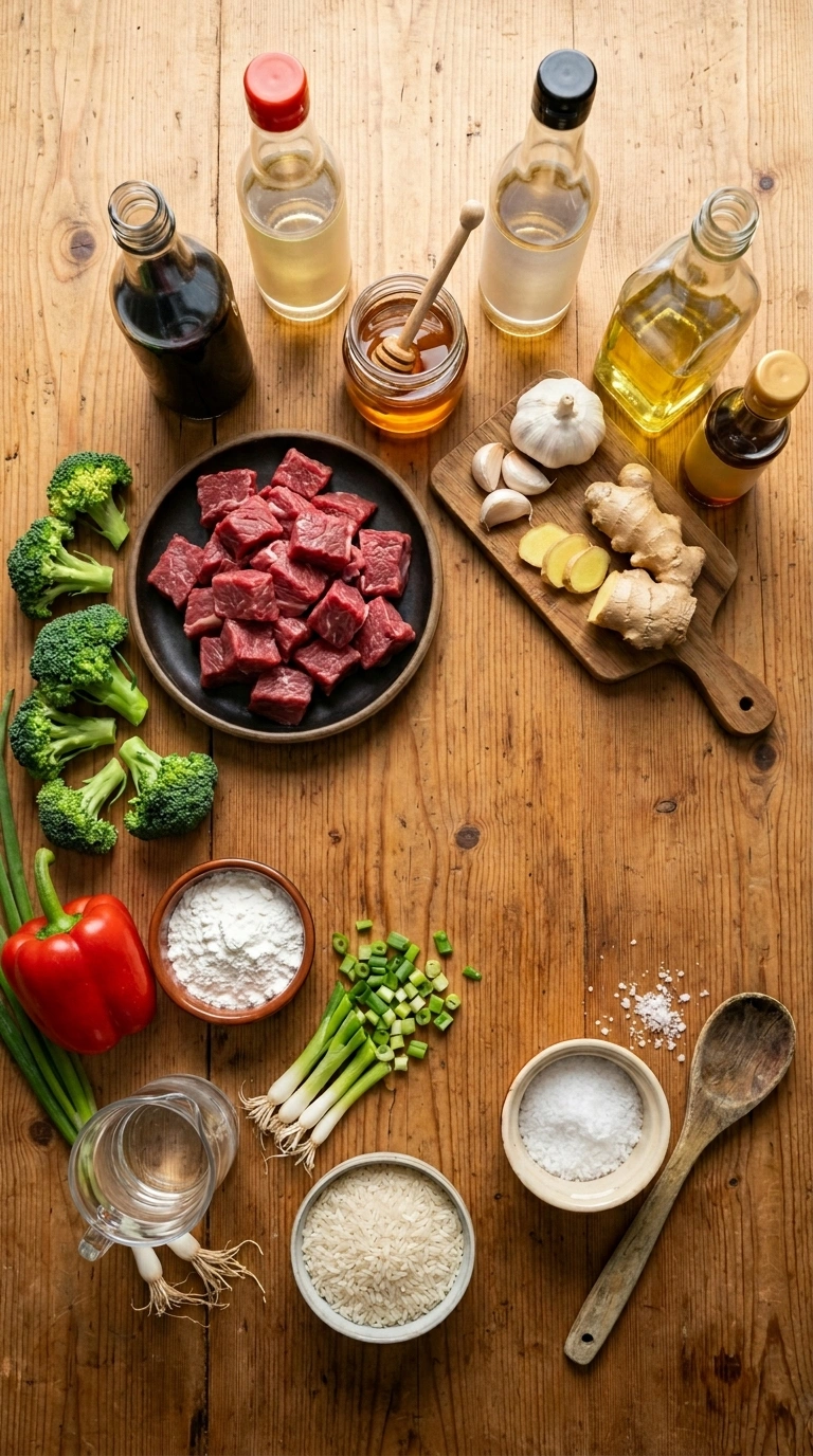 Ingredients for tender teriyaki beef