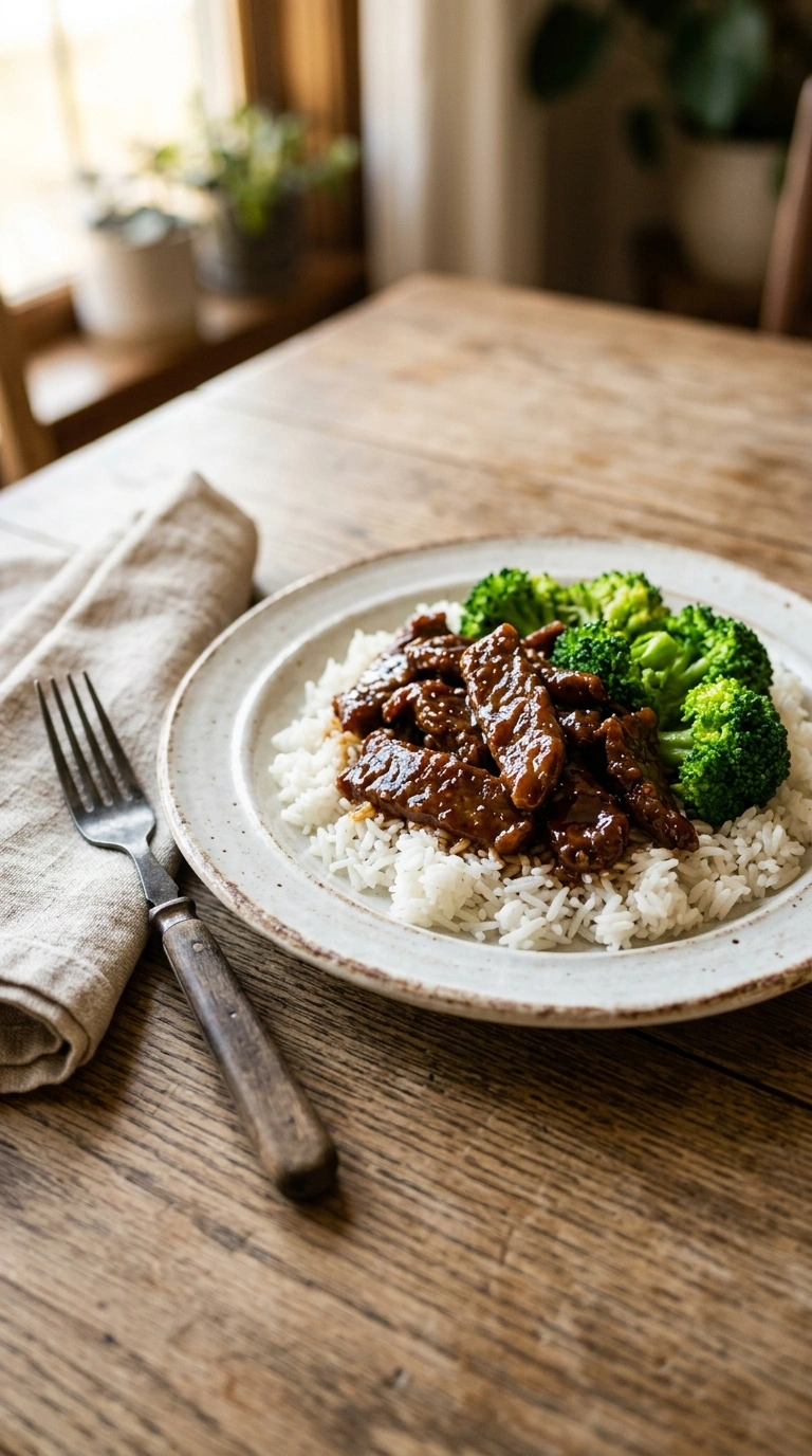 tender teriyaki beef ready to serve
