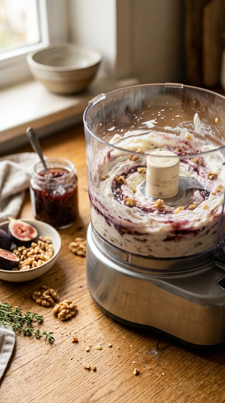 Cooking instructions for creamy whipped feta fig dip