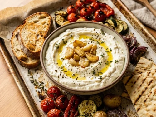 Creamy Whipped Feta Roasted Garlic Dip | 45-Min Stunning Elegant Fall Party