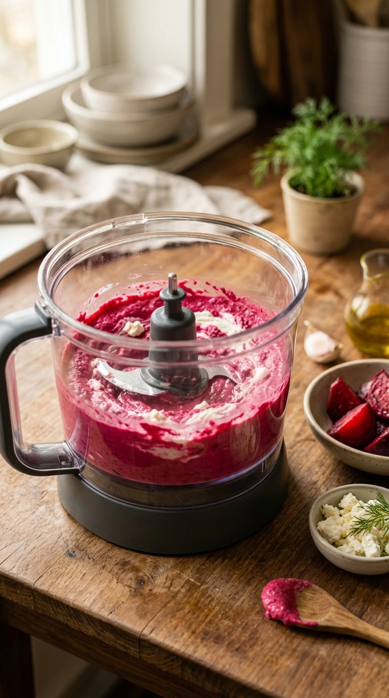 Cooking instructions for creamy whipped feta beet dip