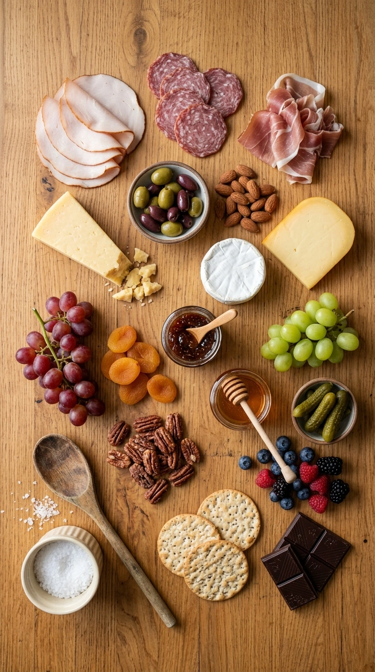 Ingredients for stunning football charcuterie board