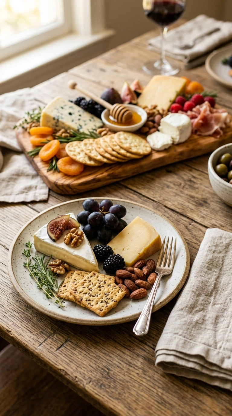stunning autumn cheese board ready to serve