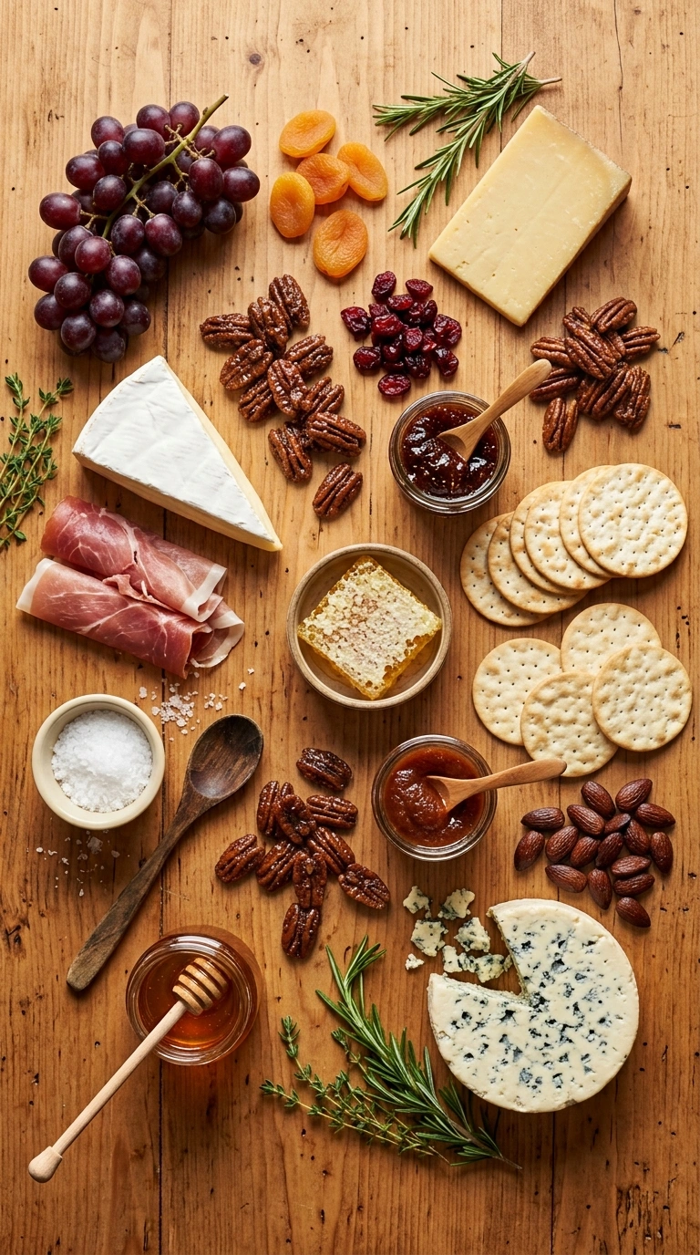 Ingredients for stunning autumn cheese board