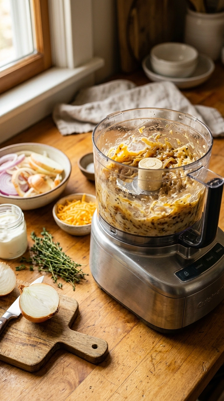 Cooking instructions for creamy caramelized french onion dip