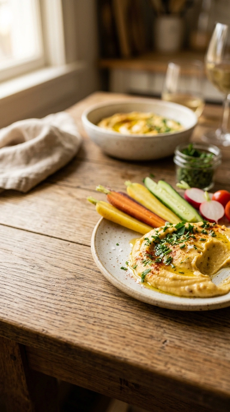 creamy caramelized roasted garlic dip ready to serve